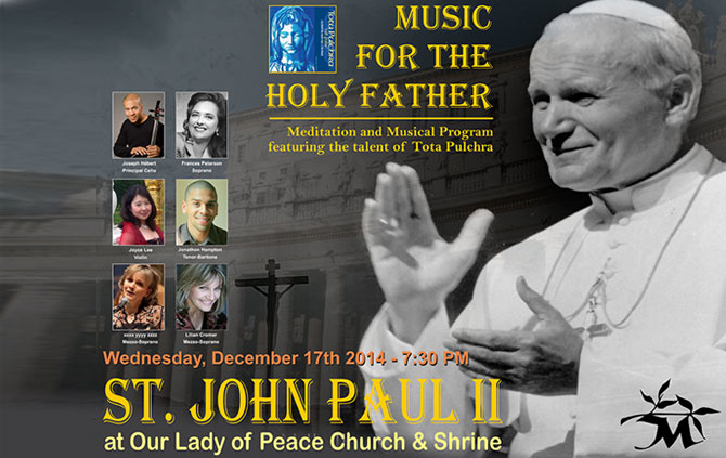 Meditation and Musical Program featuring the talent of Tota Pulchra